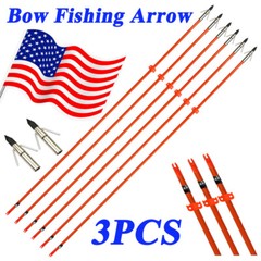 3X 32» Bowfishing Fiberglass Solid Arrows Hunting Fishing Arrow Safety Slides