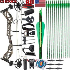 RH Compound Bow 30-70lbs Let off 75% &Carbon Arrows Set Archery Hunting Shooting