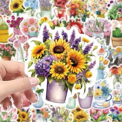 30Pcs Random Aesthetic Fresh Flower Bouquet Floral Plant Waterproof Stickers
