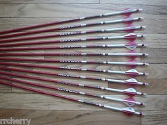 12 Carbon Express Maxima RED 250 400 Arrows: Blazer Vanes, White Dip, & Crest