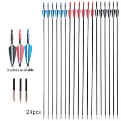 Archery 24/48pcs 31″ Archery Fiberglass Arrows Dense Shaft Tip Hunt Practice