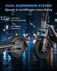 Electric Scooter Adult 620W Motor 28 Miles Long Range E Scooters Dual Suspension