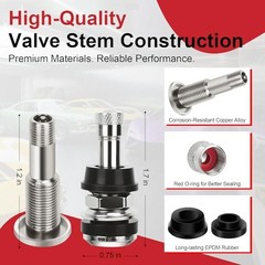 TR416 Valve Stem, 4 Pack Premium Metal Tire Valve Stems for Tubeless 4-Pack