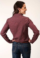 Women’s Roper WINE OPEN V-NECK WESTERN SHIRT w/ Snaps Size XS S M L 1X 2X 3X