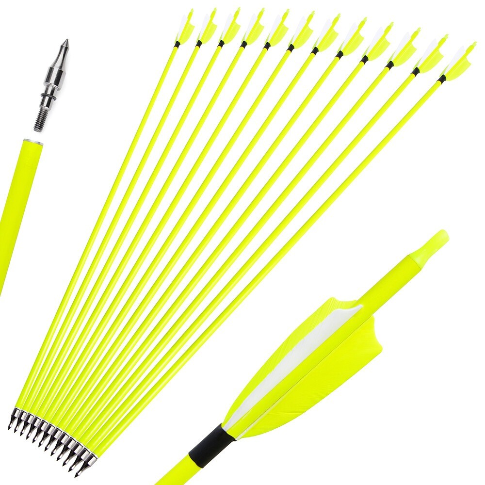 12X 30″ Archery Carbon Arrows Turkey Feather SP500 Recurve Bow Shooting Hunting