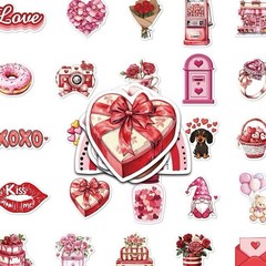 30Pcs Random Cute Love Theme Happy Valentine’s Day Waterproof Stickers Decals