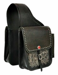 Western Leather Horse Saddle Bag Tooled Genuine Cow Hide 10 L x 10 W x 3 ½ Dw2