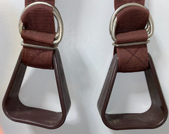 NEW FORMAY LEATHER & NYLON BUDDY STIRRUPS WITH BERRY CONCHO