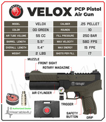 Hatsan Velox Bolt Semi-Auto PCP OD Green .25 Cal Air Pistol HGVLX25OD
