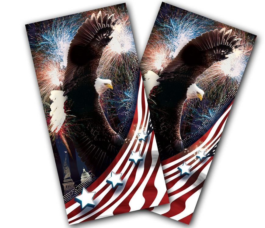 CORNHOLE AMERICAN USA BALD EAGLE WRAPS Vinyl Decals Stickers Game Board Wrap Set