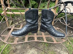 Tecovas Black Caiman Leather Pull-On Western Cowboy Boots Men’s US 13