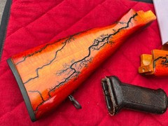 Custom Fractal Burned Romanian ak wood stock set surplus for AGE/GBB airsoft