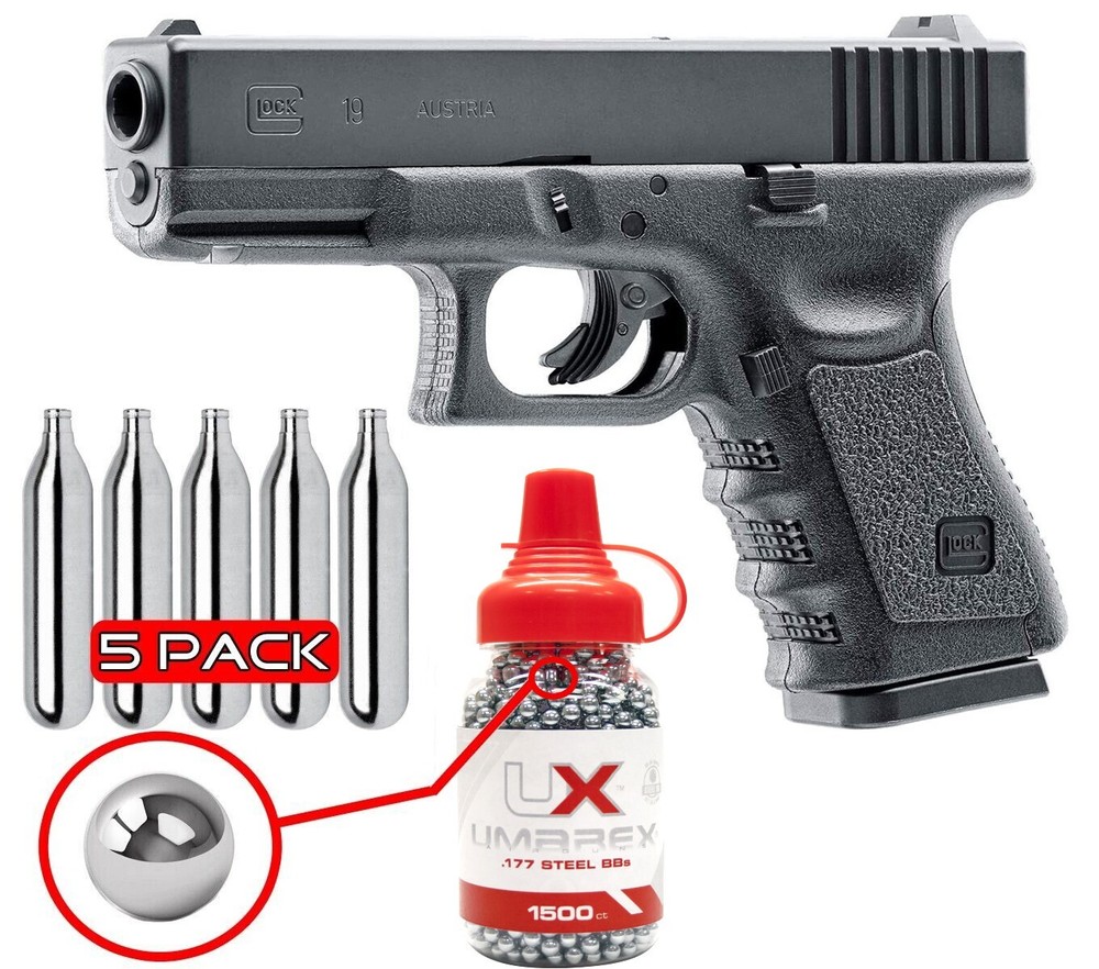 Umarex Glock 19 Gen 3 Air Pistol .177 Cal w/ BB & 5 CO2 (2255200) – Open Box