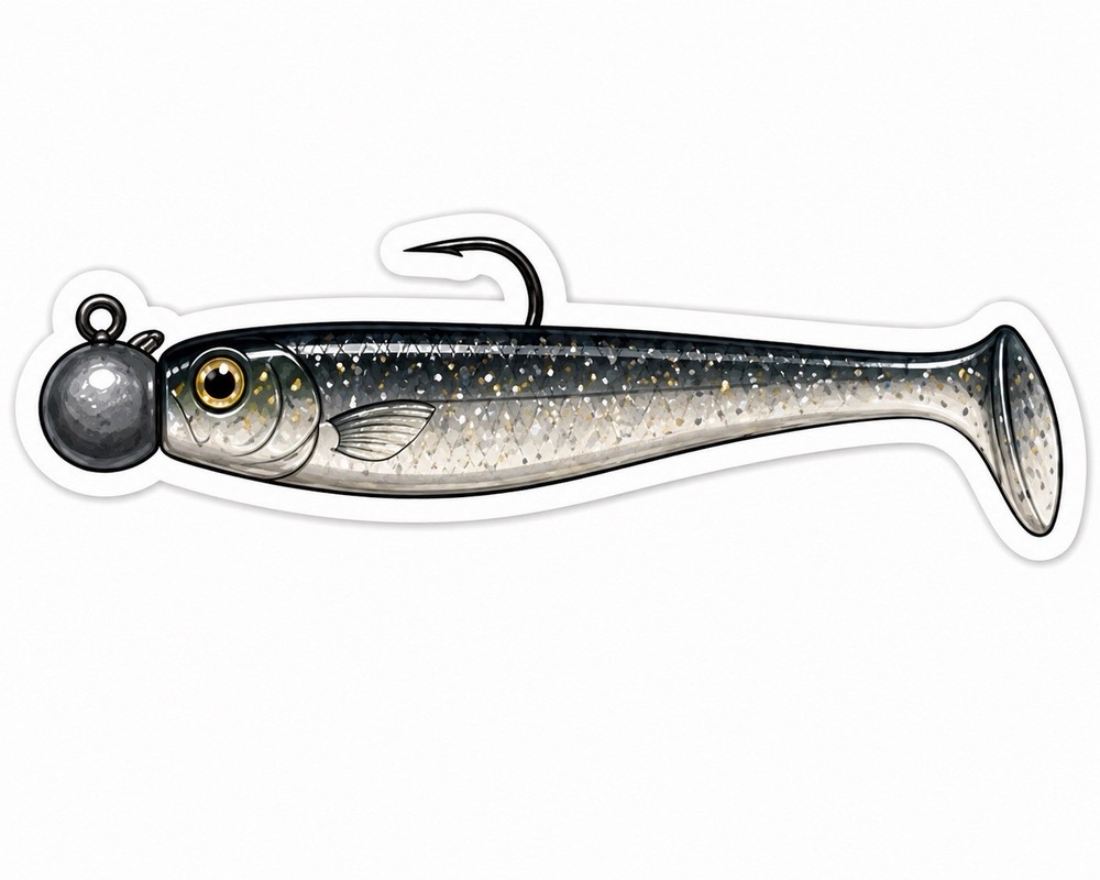 Fishing Lure Bass Paddle Tail SwimBait Trout Sticker Trout Pike Fish Decal