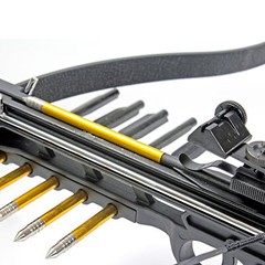 KingsArchery Crossbow Pistol with Bolt Rack Self-Cocking 80LBS 27 Aluminum Arrow