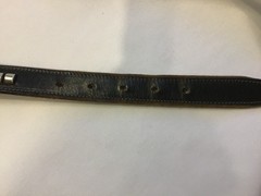 TORY English Bridle Leather 1″ Clincher Black Belt Silver Metal Stud 34 USA 2377