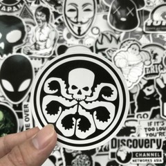 100Pcs Black White Stickers Skateboard Graffiti Laptop Luggage Car Decal Mix Lot