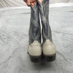 Tony Lama Western Boots Men 8.5D Blue Cowboy Antelope Leather USA Made 8056 RARE