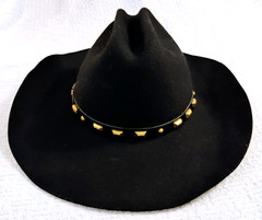 ⚫ Western Style Eddy Bros Cowboy Hat 100% Wool Felt Black Leather Band 6 3/4″