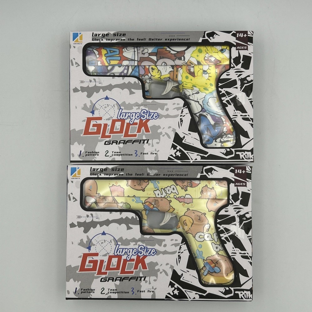 Large Size Graffiti Glock Water Bomb Air Pistol Quantity 2 Spongebob / Capybara