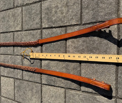 54″ Full Horse English Braided Leather Reins, Made in England, Color: Oak Bark