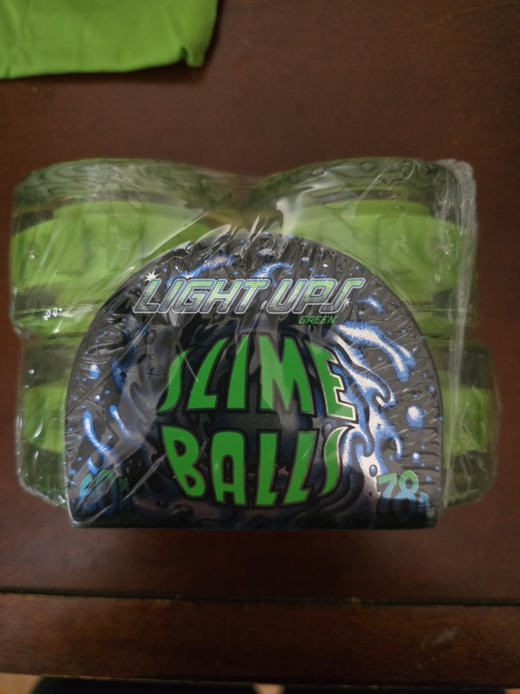 Slime Balls Light Ups Green Set Of 4 Skateboard Wheels 60MM 78A NEW/SEALED