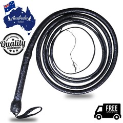 Genuine Kangaroo Black Leather Bullwhip 04 Feet Long 16 Plaits Heavy Duty
