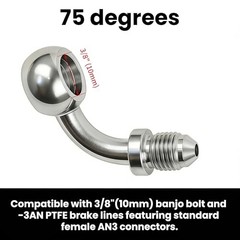 AN3 (3/8’‘) Male Banjo Fitting with 10mm Banjo Eye for AN3 PTFE Brake 75 Degree