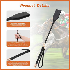 Horse Whip, Black Riding Crop, 18 Inches Long, PU Leather Equestrian Teaching Wh