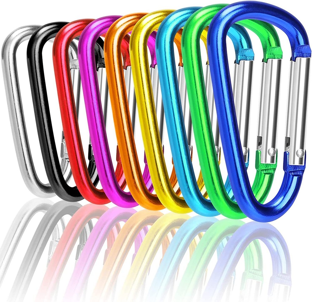 50/100x 2″/3″ Aluminum Carabiner D Shape Spring Clip Key Hook Keychain Buckle