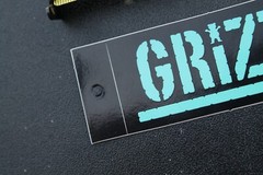 Grizzly Griptape Clothing Tag Teal Black Bear Z31A Vintage Skateboarding STICKER