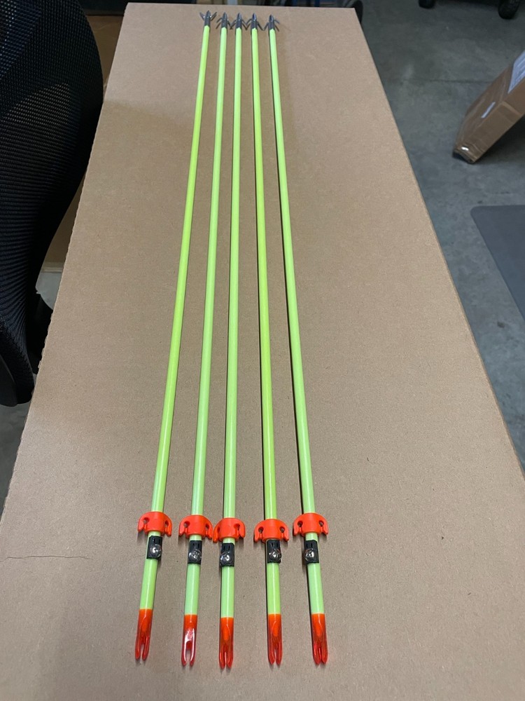 5-Chartreuse Shure Shot Bowfishing Arrow Chaos Point Arrows W/AMS Safety Slide