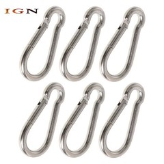 Spring Snaping Hook Carabiner Clips 304 Stainless Steel, Set Of 6 264 Lbs