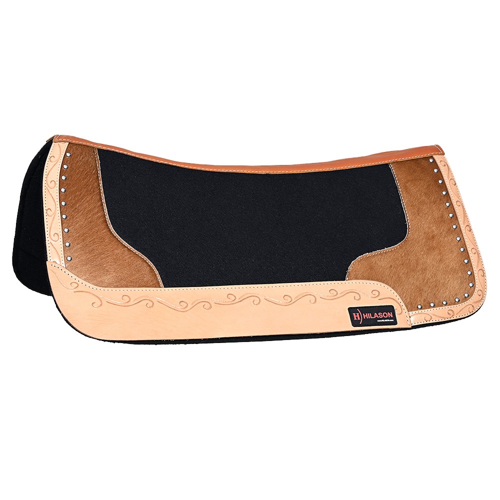 45HS Hilason Western Wool Felt Horse Saddle Pad W/ Leather Along Boder