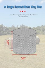 Round Bale Hay Net for Horses 5×5 FT Heavy Duty Slow Feed Net with 1.5″ Knotless