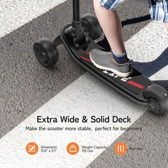 Besrey Kick Scooter 3 Wheel Scooter for 2-10 Years Girls and Boys,Black