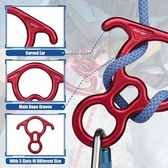 Climbing Figure 8 Descender 6.7 Inch Red Device for Safe Belaying and Rappelling
