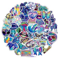50pc HOLOGRAPHIC COLORFUL STICKER MIX, Waterproof, Cars-Phones-Bikes-Skateboards