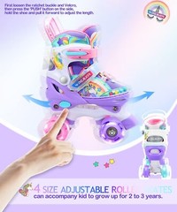 4-Pejiijar Rainbow Unicorn Kids Roller Skates for Girls Toddler Ages 2-4 5-8 …