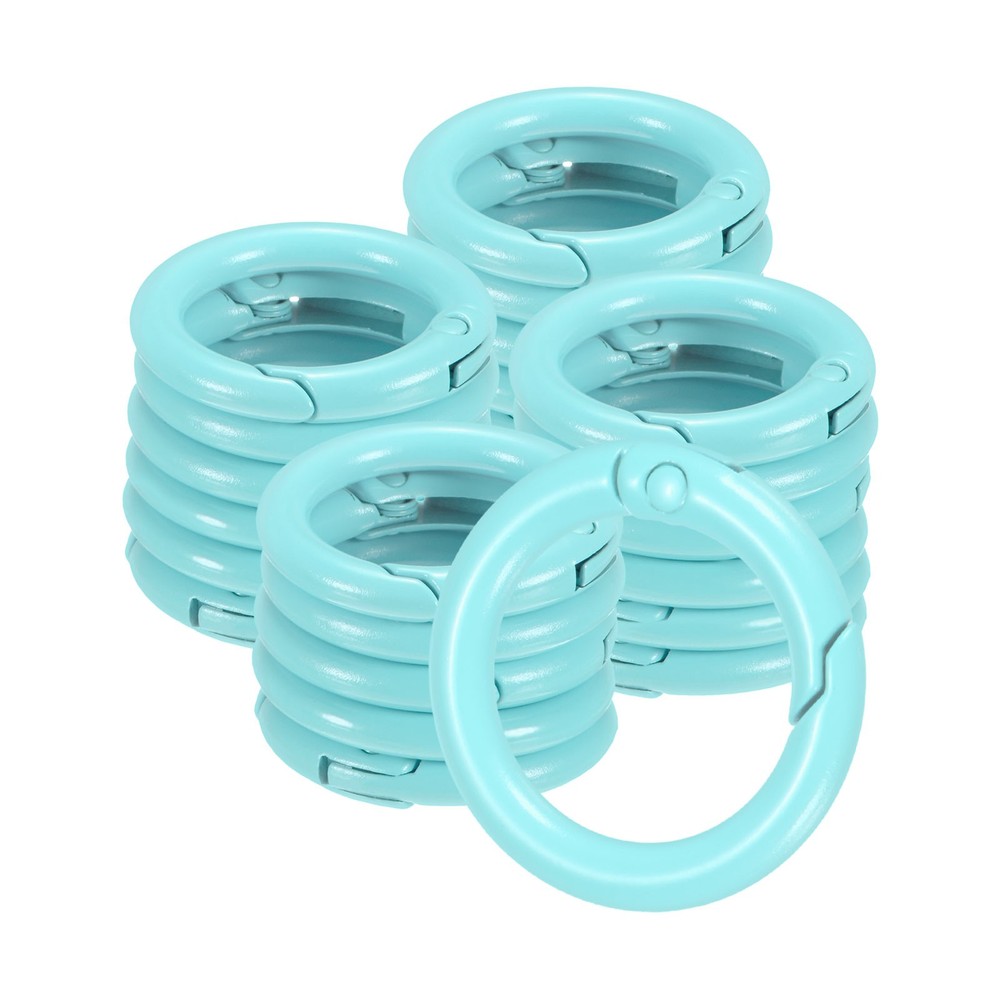 24-Pack Metal Spring O Rings, 5/8″ Zinc Alloy Keyring Buckle [Aquamarine Blue]