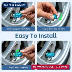 Universal Tire Valve Stem Caps, 4 Pack Anti-Corrosion Aluminum Alloy Valve Cover