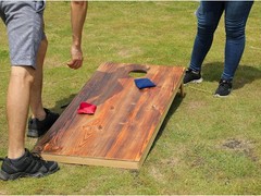 Solid Wood Premium Cornhole Game Set, Bean Bag Toss Game for Tailgate, Outdoor,