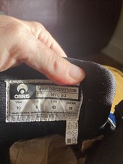 RARE OSIRIS BRONX NYC 83 BIG TONGUE PATENT LEATHER SKATE SHOES SZ 10 BARELY WORN