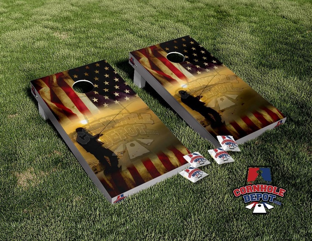 American Flag Fishing Patriotic Cornhole Board Vinyl Wrap Laminated Sticker Set