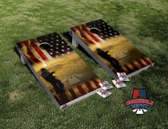 American Flag Fishing Patriotic Cornhole Board Vinyl Wrap Laminated Sticker Set