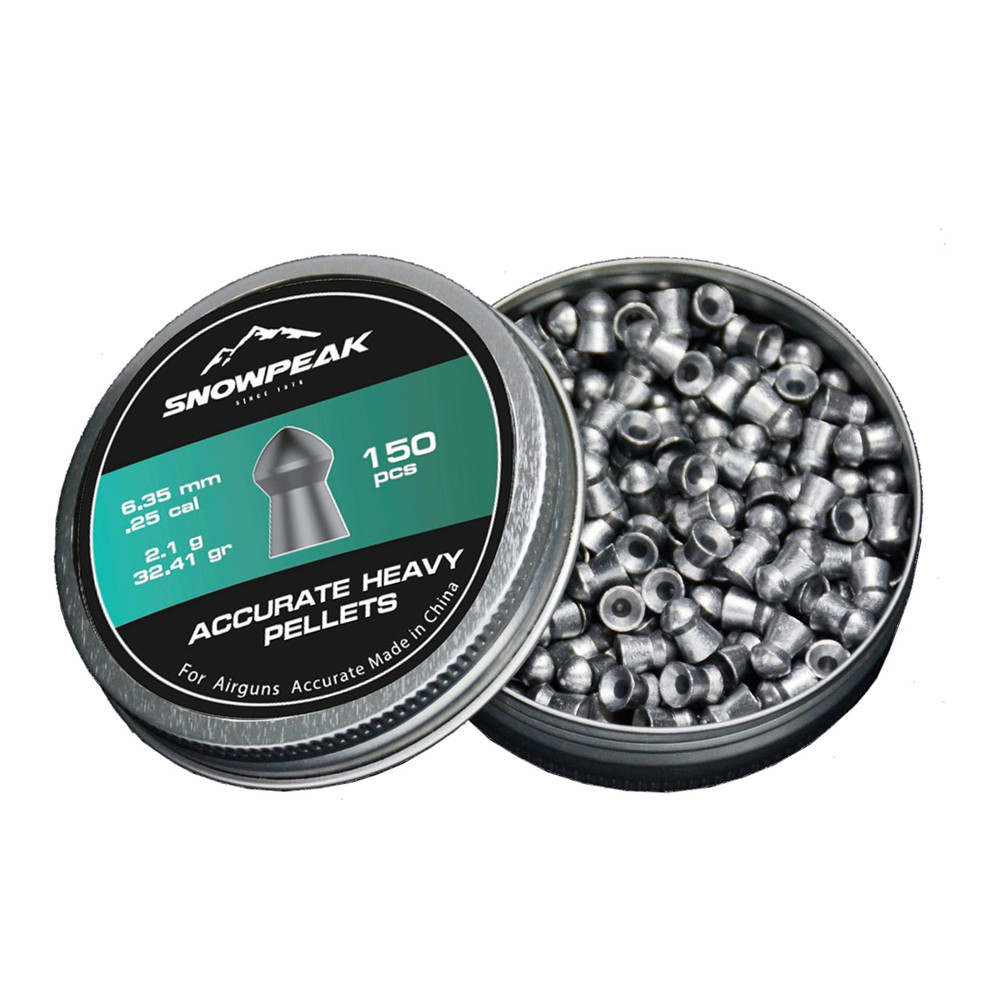 SNOWPEAK 150 Count ACCURATE HEAVY Premium Pointed 6.35mm .25 Caliber Air Pellets
