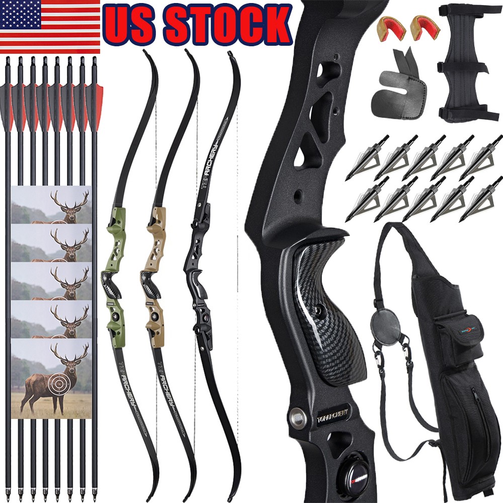 Archery 62″ ILF Takedown Recurve Bow Arrows 25-60lbs Target Hunting Shooting Bow