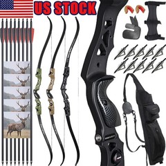 Archery 62″ ILF Takedown Recurve Bow Arrows 25-60lbs Target Hunting Shooting Bow
