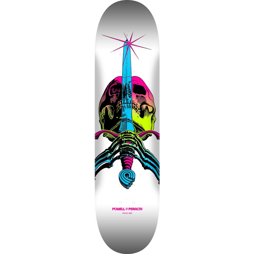 Powell Peralta Skateboard Deck Skull and Sword Lime Fade White 9.0″ x 32.95″