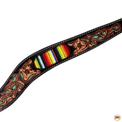 Hilason Horse Floral Hand Carved American Leather Breast Collar Headstall
